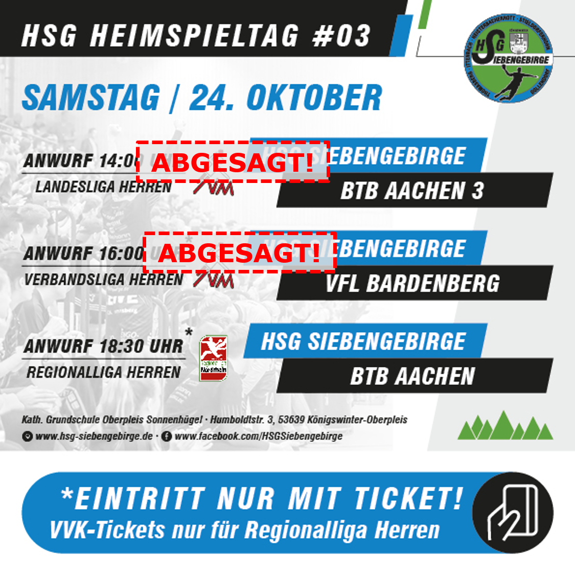HSG Heimspieltag 3 Absage HVM
